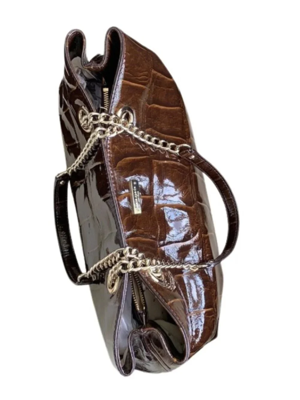 Kate Spade Knightsbridge Helena Handbag. Brown Croc Patent Leather